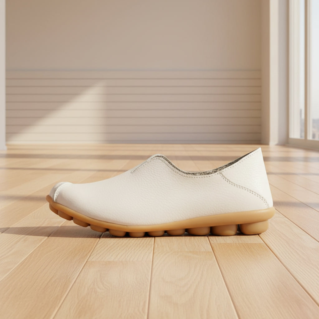 Chaussures Plates Cuir Véritable Femme