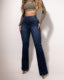 Jean Femme Taille Haute Boutons & Fronces Dos