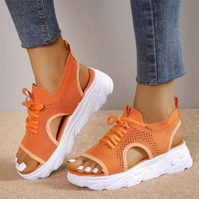 Sandales Lacets Femme Semelle Épaisse Mesh Été